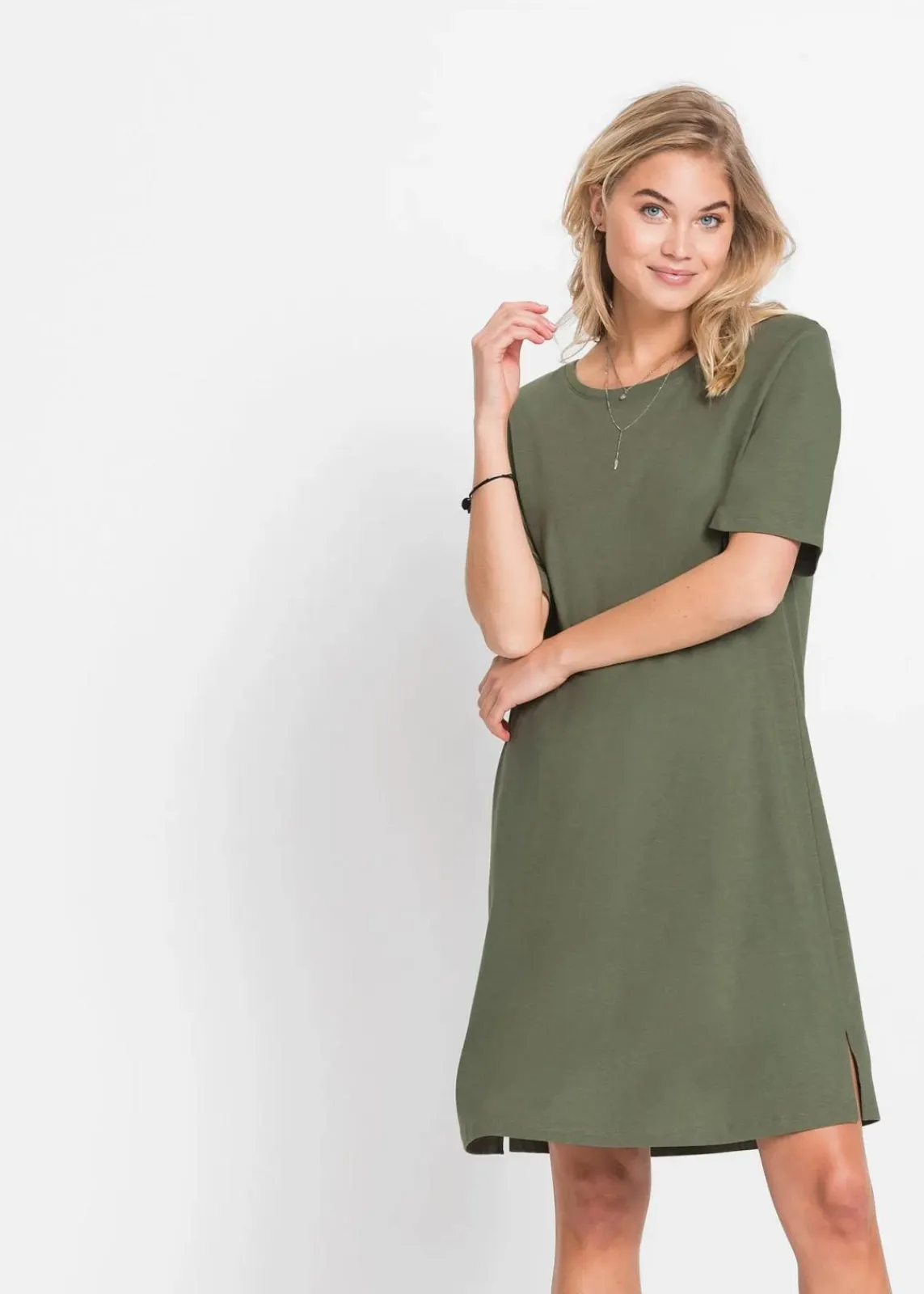bonprix Kleider|Basics^Oversize- Shirtkleid oliv
