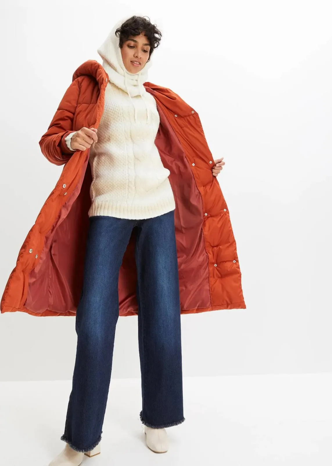 bonprix Jacken & Mäntel|Nachhaltigere Materialien^Oversize Steppmantel rotorange