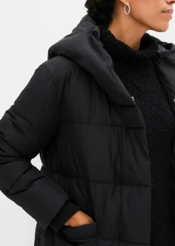 bonprix Bekleidung·Hosen|Nachhaltigere Materialien^Oversize Steppmantel schwarz