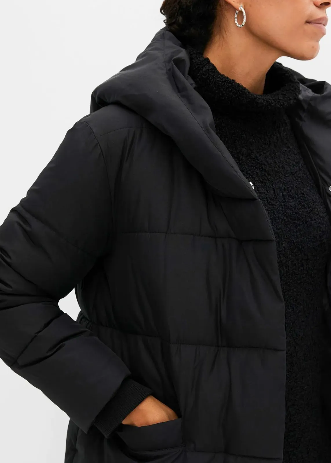 bonprix Bekleidung·Hosen|Nachhaltigere Materialien^Oversize Steppmantel schwarz