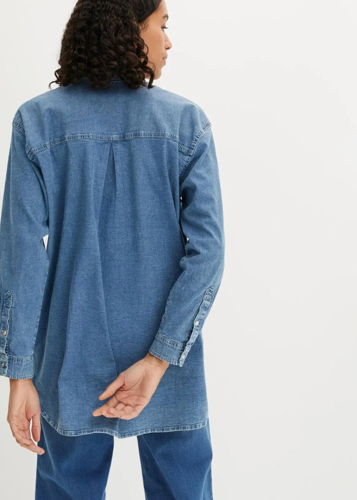 bonprix Blusen & Tuniken|Nachhaltigere Materialien^Oversize Stretch-Jeansbluse blau denim