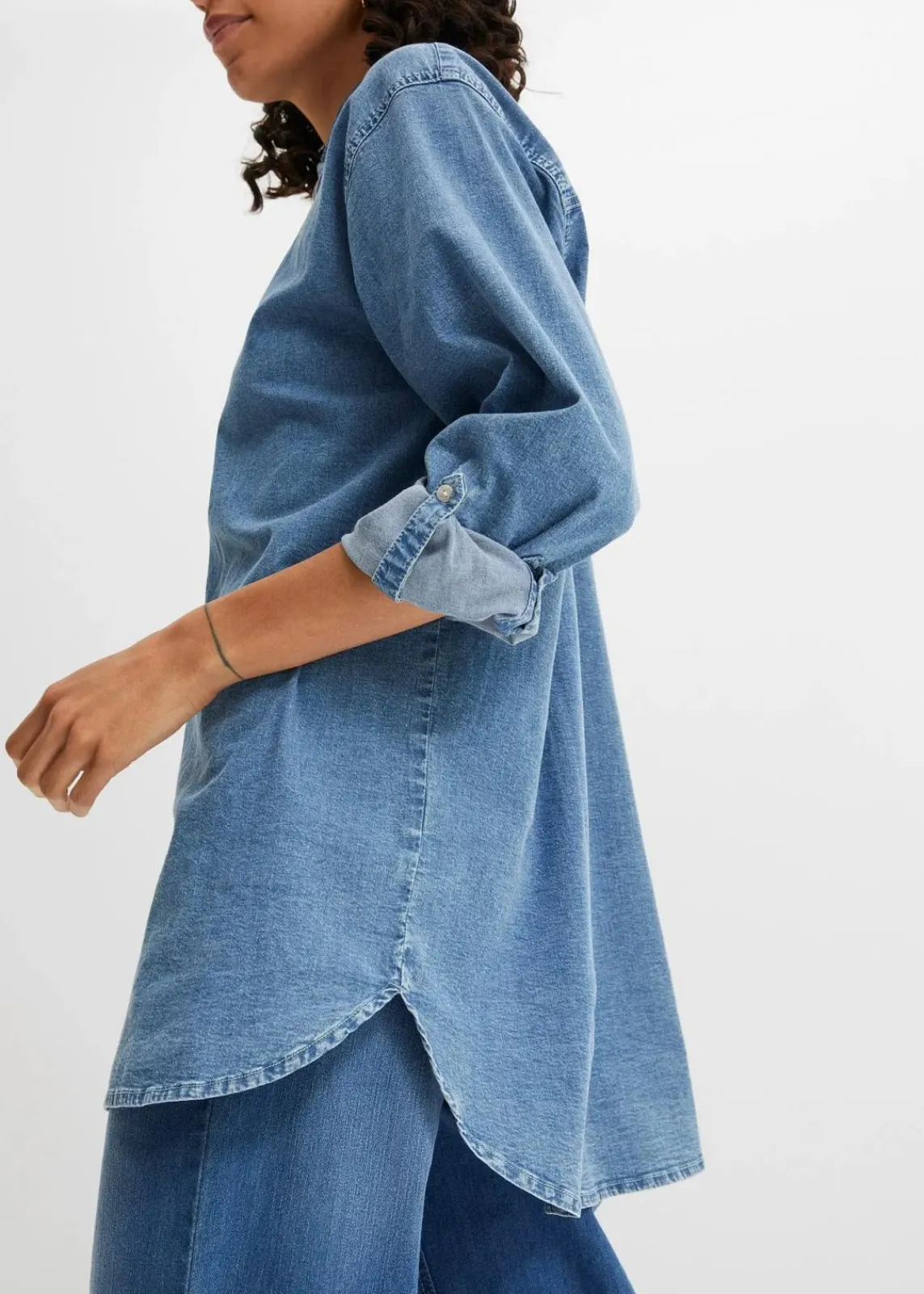 bonprix Blusen & Tuniken|Nachhaltigere Materialien^Oversize Stretch-Jeansbluse blau denim