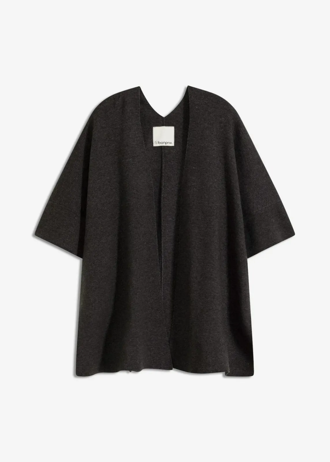 bonprix Jacken & Mäntel|Bekleidung·Hosen^Oversize Strick-Cape anthrazit meliert