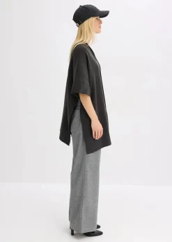 bonprix Jacken & Mäntel|Bekleidung·Hosen^Oversize Strick-Cape anthrazit meliert