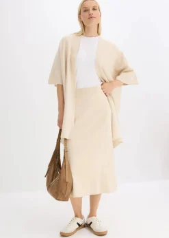 bonprix Bekleidung·Hosen|Jacken & Mäntel^Oversize Strick-Cape kieselbeige meliert