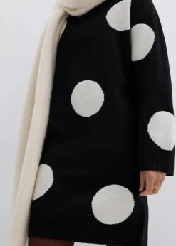 bonprix Bekleidung·Umstandsmode|Strickmode^Oversize Strickkleid mit Punkten schwarz/natur gepunktet