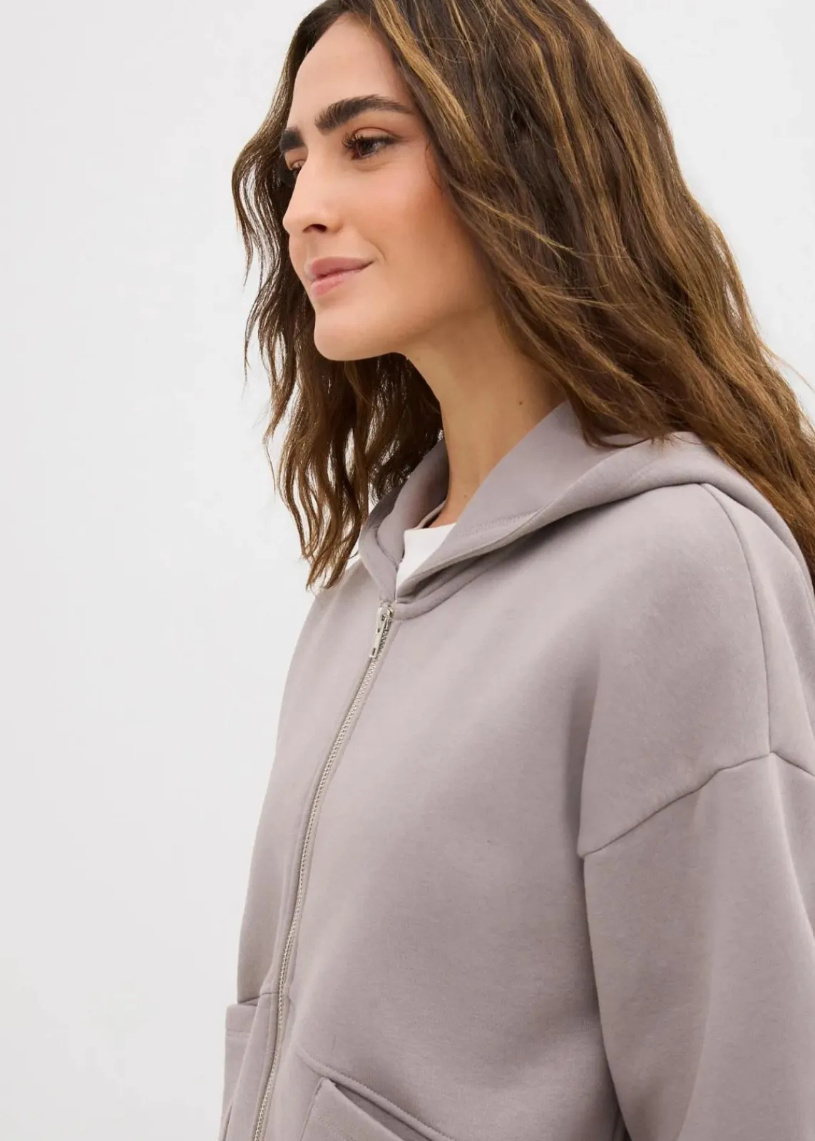bonprix Nachhaltigere Materialien|Sweat^Oversize Sweatjacke grau