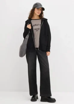bonprix Nachhaltigere Materialien|Sweat^Oversize Sweatjacke schwarz