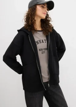 bonprix Nachhaltigere Materialien|Sweat^Oversize Sweatjacke schwarz