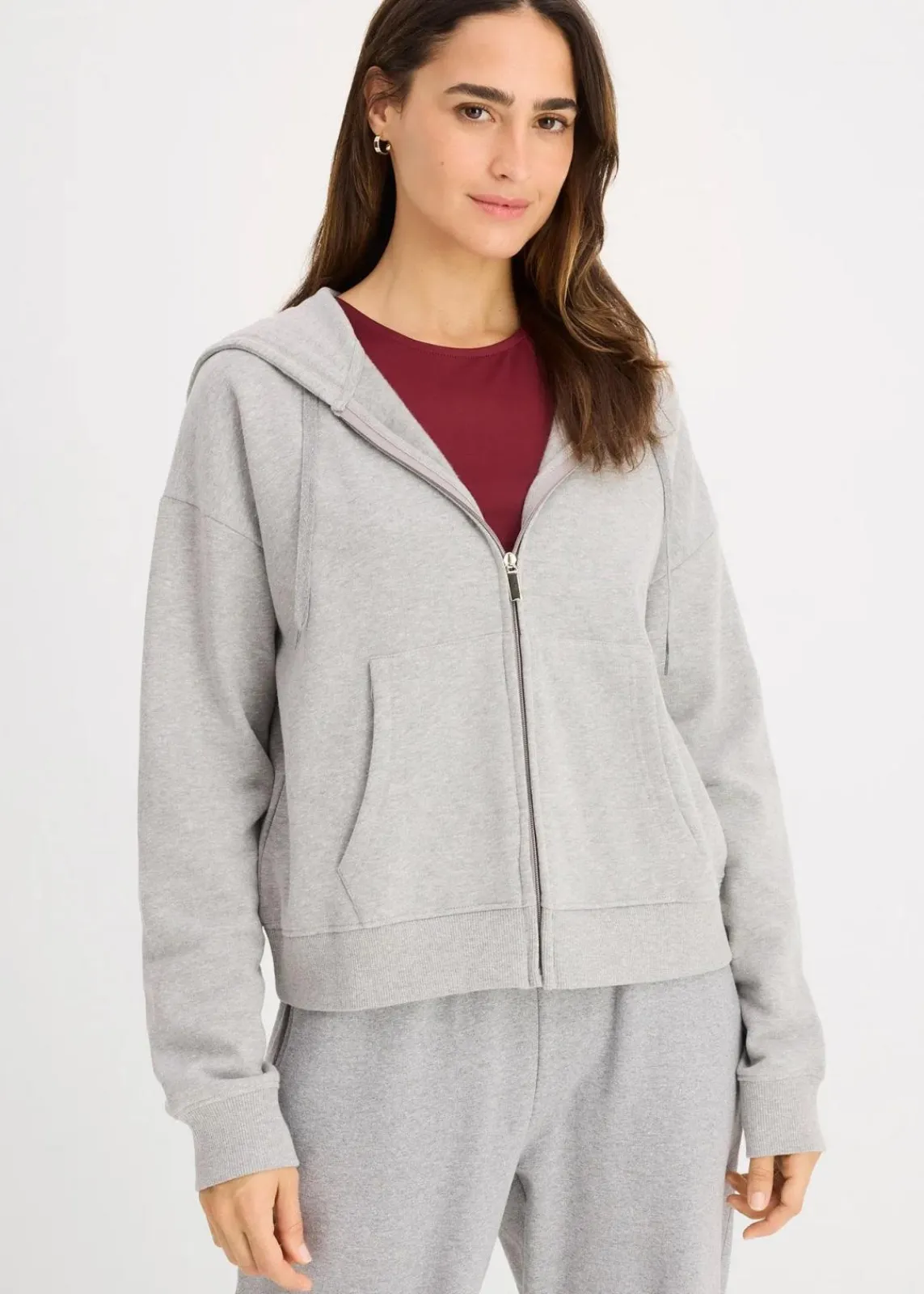bonprix Nachhaltigere Materialien|Sweat^Oversize Sweatjacke hellgrau meliert meliert