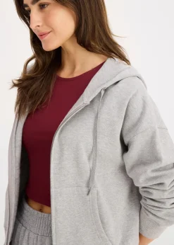bonprix Nachhaltigere Materialien|Sweat^Oversize Sweatjacke hellgrau meliert meliert