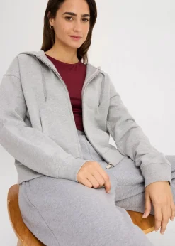 bonprix Nachhaltigere Materialien|Sweat^Oversize Sweatjacke hellgrau meliert meliert