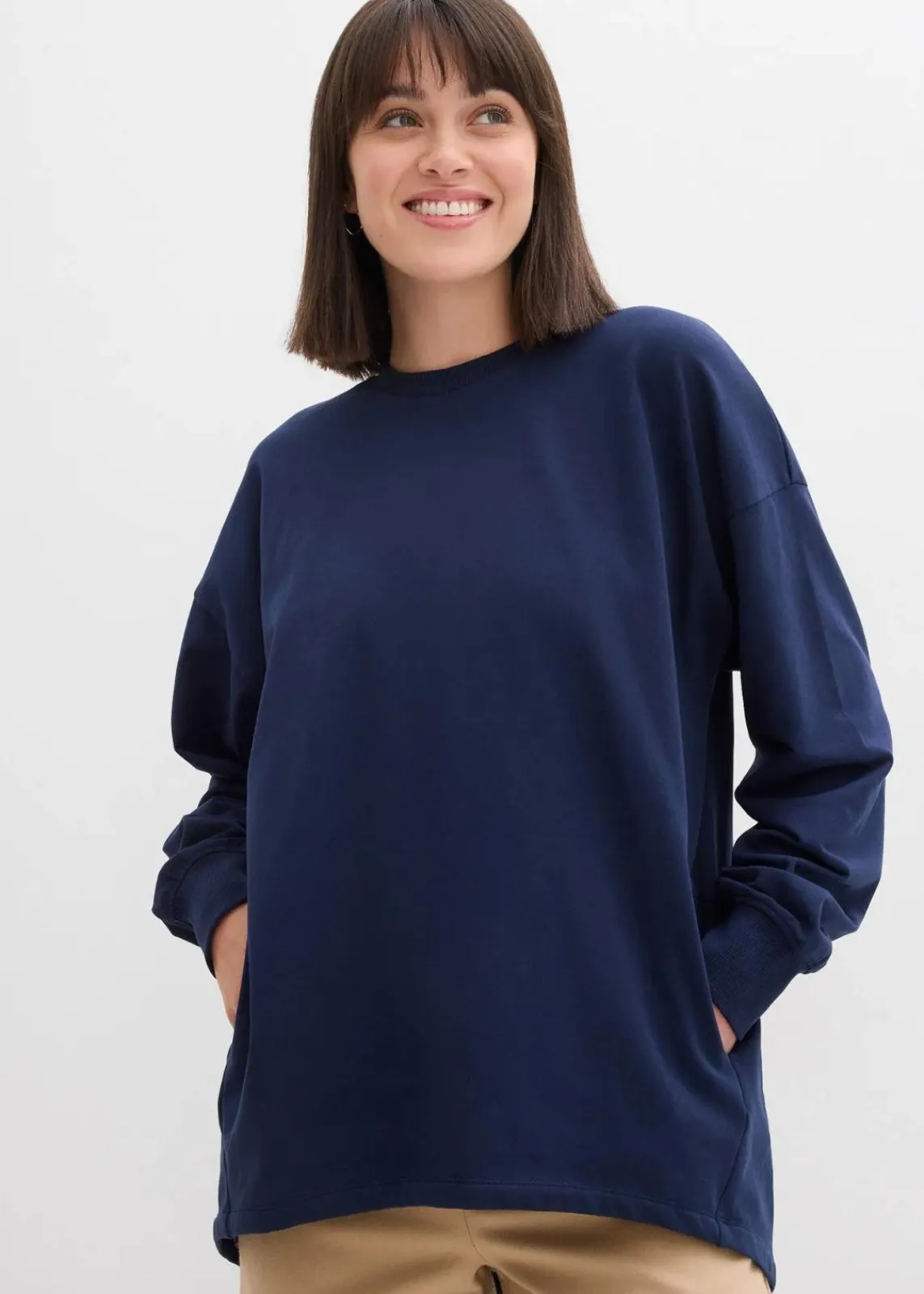 bonprix Bekleidung·Blusen & Tuniken|Sweat^Oversize Sweatshirt dunkelblau