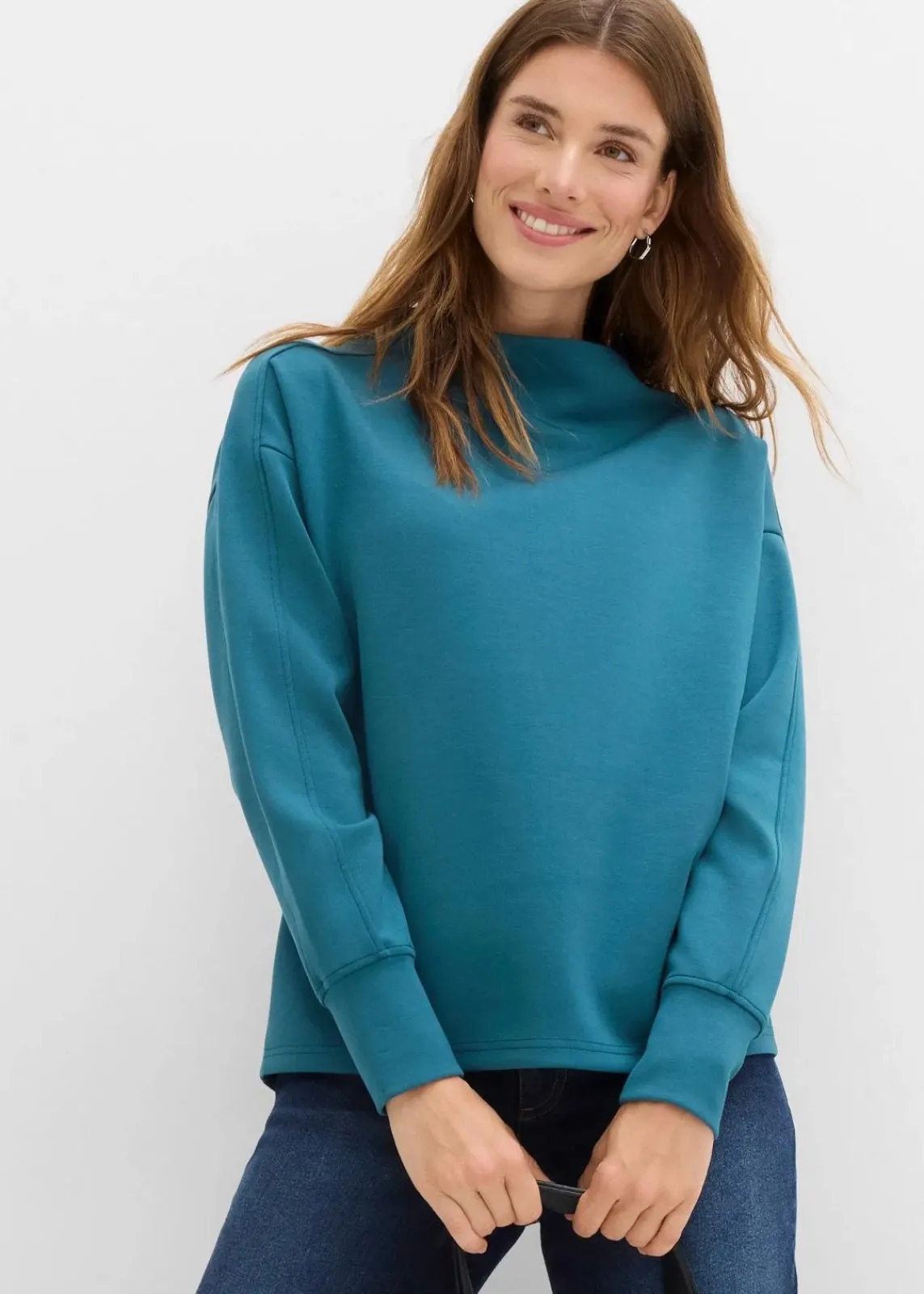 bonprix Bekleidung·Röcke|Bekleidung·Blusen & Tuniken^Oversize Sweatshirt aus weichem Scuba pfeffergrün
