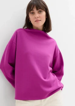 bonprix Sweat|Basics^Oversize Sweatshirt aus weichem Scuba dunkelfuchsia