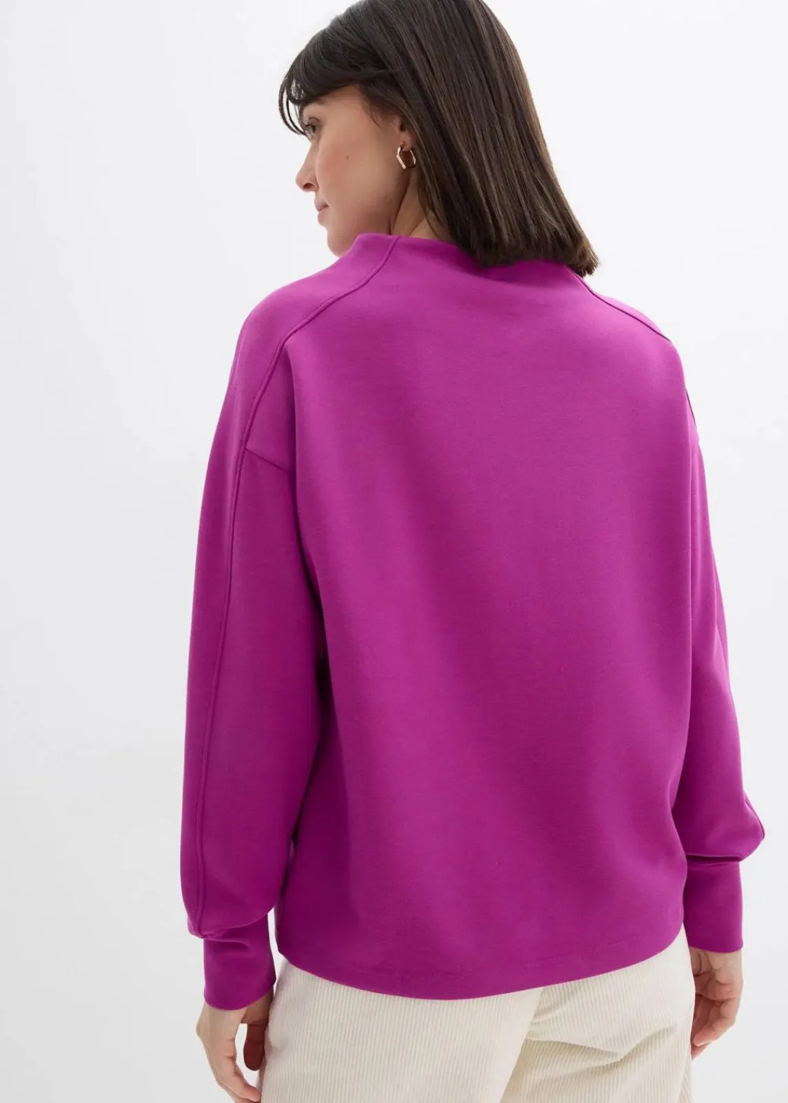 bonprix Sweat|Basics^Oversize Sweatshirt aus weichem Scuba dunkelfuchsia