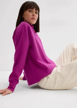 bonprix Sweat|Basics^Oversize Sweatshirt aus weichem Scuba dunkelfuchsia