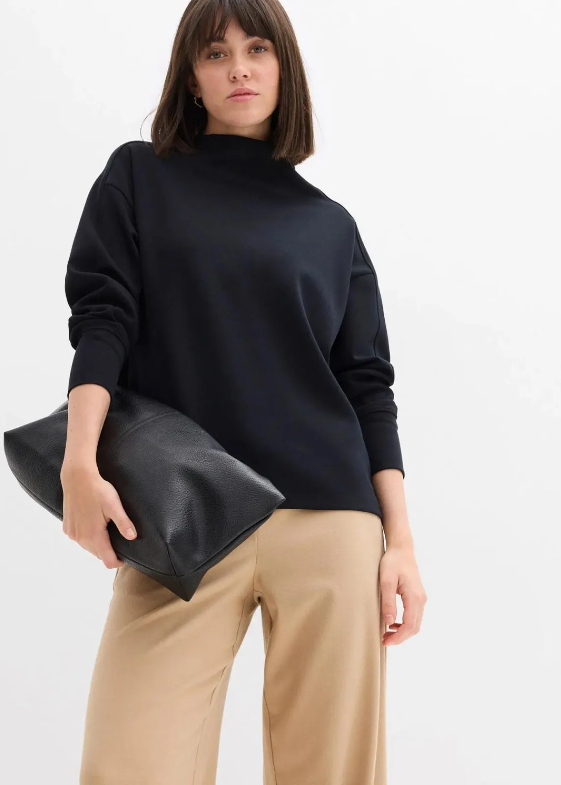 bonprix Sweat|Basics^Oversize Sweatshirt aus weichem Scuba schwarz
