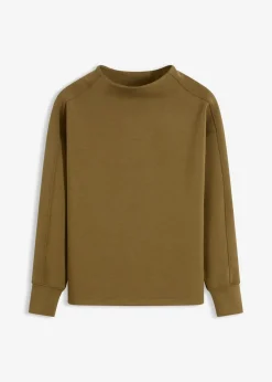 bonprix Sweat|Basics^Oversize Sweatshirt aus weichem Scuba erdoliv