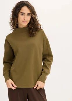 bonprix Sweat|Basics^Oversize Sweatshirt aus weichem Scuba erdoliv