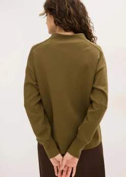 bonprix Sweat|Basics^Oversize Sweatshirt aus weichem Scuba erdoliv
