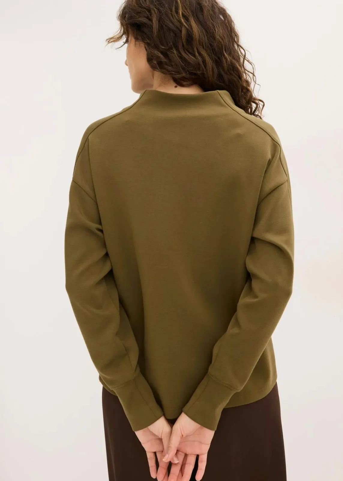 bonprix Sweat|Basics^Oversize Sweatshirt aus weichem Scuba erdoliv