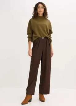 bonprix Sweat|Basics^Oversize Sweatshirt aus weichem Scuba erdoliv