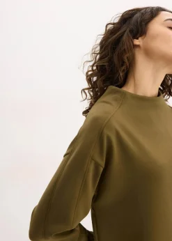 bonprix Sweat|Basics^Oversize Sweatshirt aus weichem Scuba erdoliv
