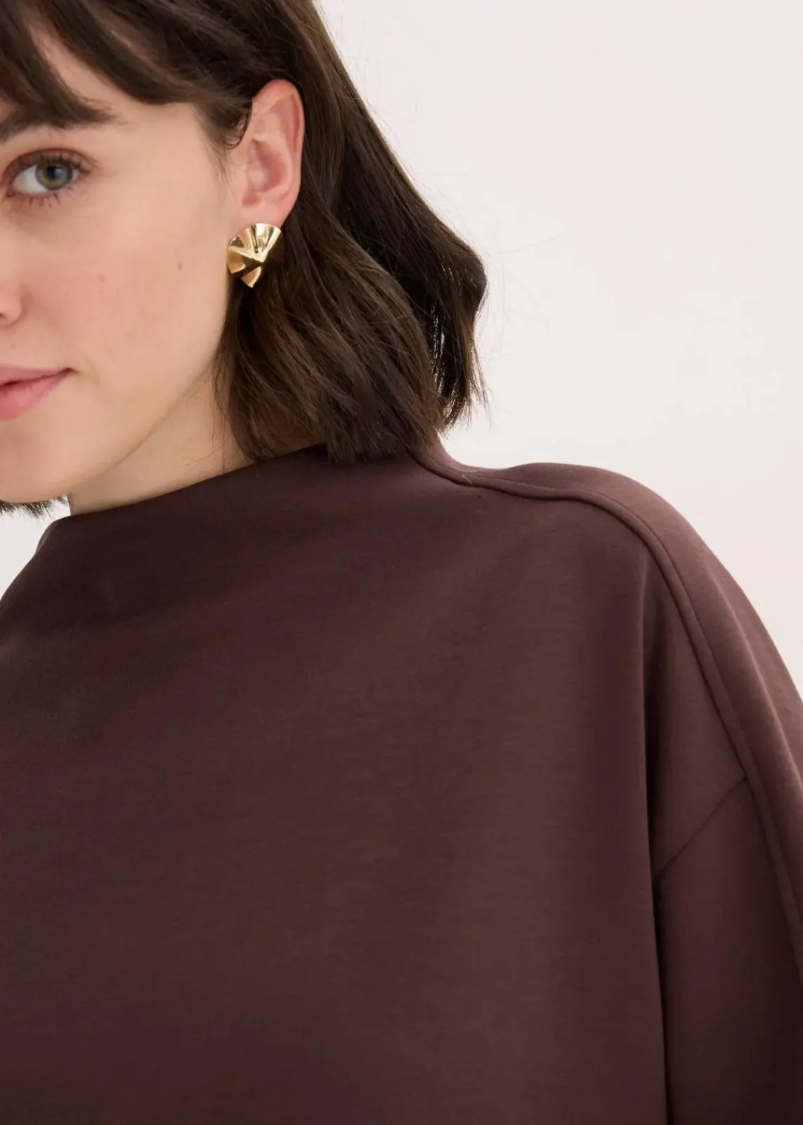 bonprix Sweat|Basics^Oversize Sweatshirt aus weichem Scuba dunkelbraun