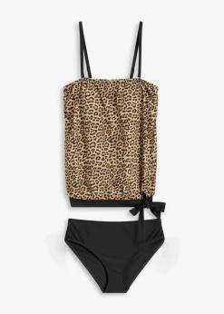 bonprix Nachhaltigere Materialien|Tankinis^Oversize Tankini mit abnehmbaren Trägern (2-tlg.Set) beige leo bedruckt