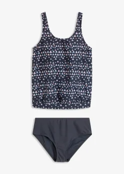 bonprix Nachhaltigere Materialien|Tankinis^Oversize Tankini (2-tlg.Set) anthrazit/lachs graphisch bedruckt