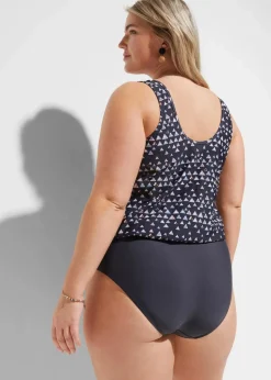 bonprix Nachhaltigere Materialien|Tankinis^Oversize Tankini (2-tlg.Set) anthrazit/lachs graphisch bedruckt