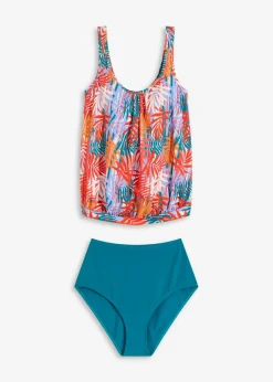 bonprix Nachhaltigere Materialien|Tankinis^Oversize Tankini (2-tlg.Set) petrol/bunt bedruckt