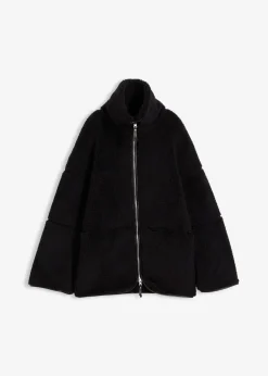 bonprix Bekleidung·Hosen|Jacken & Mäntel^Oversize Teddy-Fleece Jacke schwarz