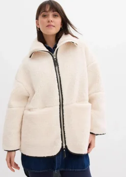 bonprix Jacken & Mäntel|Bekleidung·Hosen^Oversize Teddy-Fleece Jacke perlweiß