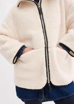 bonprix Jacken & Mäntel|Bekleidung·Hosen^Oversize Teddy-Fleece Jacke perlweiß