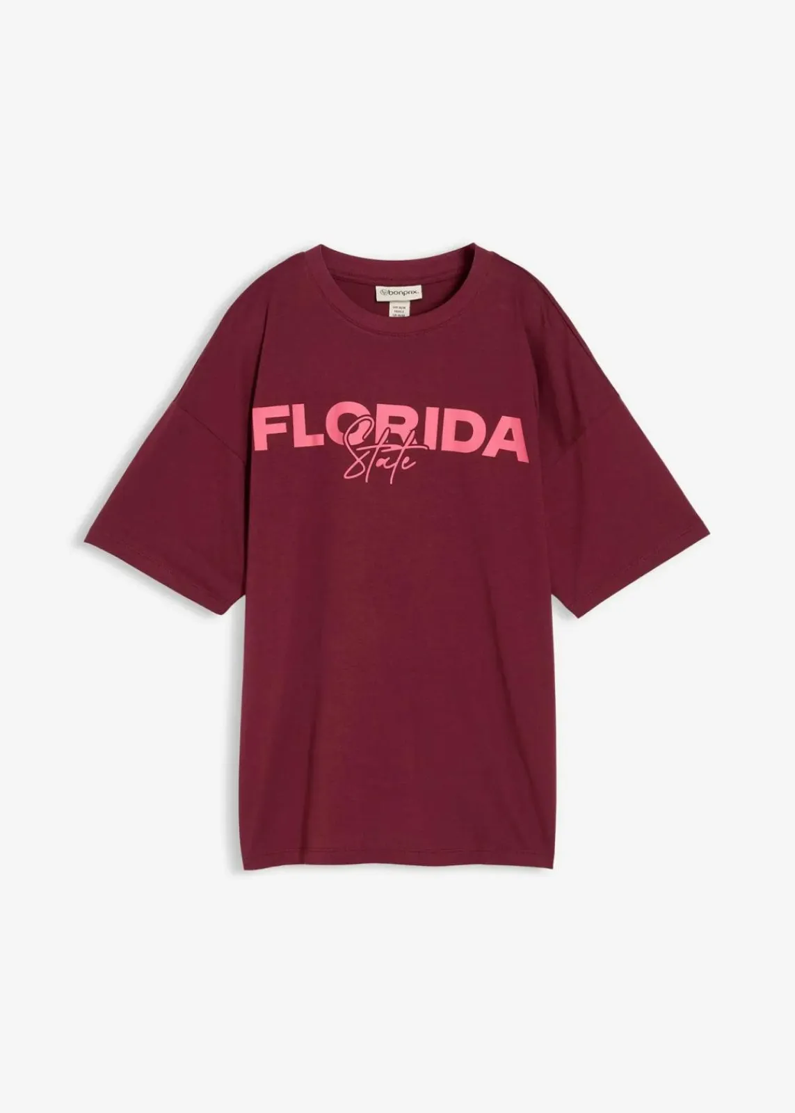bonprix Shirts & Tops|Nachhaltigere Materialien^Oversize T-Shirt aus reiner Bio-Baumwolle ahornrot/mediumpink bedruckt
