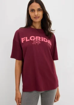bonprix Shirts & Tops|Nachhaltigere Materialien^Oversize T-Shirt aus reiner Bio-Baumwolle ahornrot/mediumpink bedruckt