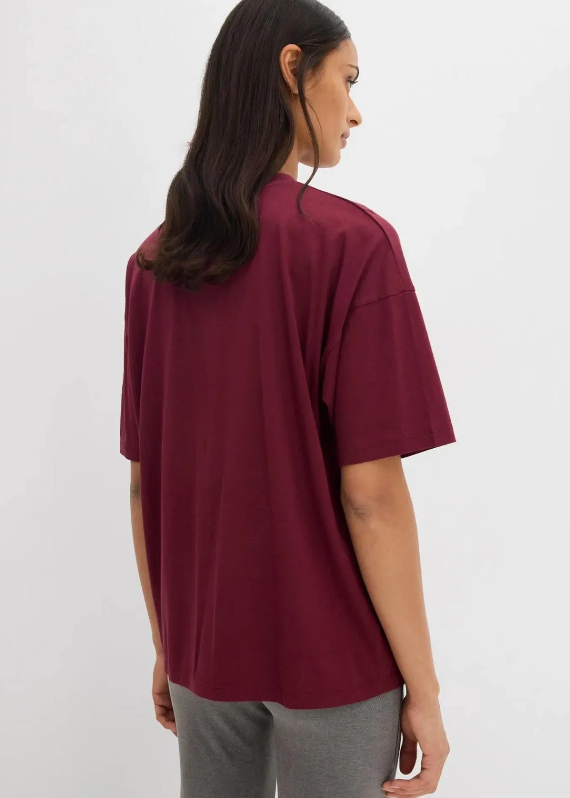 bonprix Shirts & Tops|Nachhaltigere Materialien^Oversize T-Shirt aus reiner Bio-Baumwolle ahornrot/mediumpink bedruckt