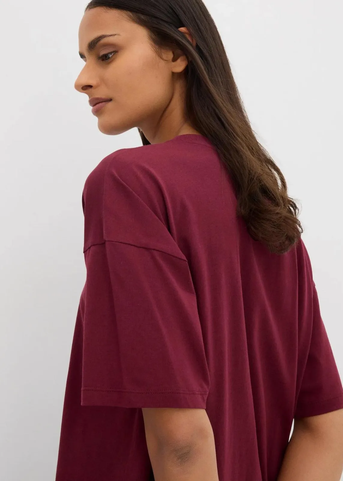 bonprix Shirts & Tops|Nachhaltigere Materialien^Oversize T-Shirt aus reiner Bio-Baumwolle ahornrot/mediumpink bedruckt