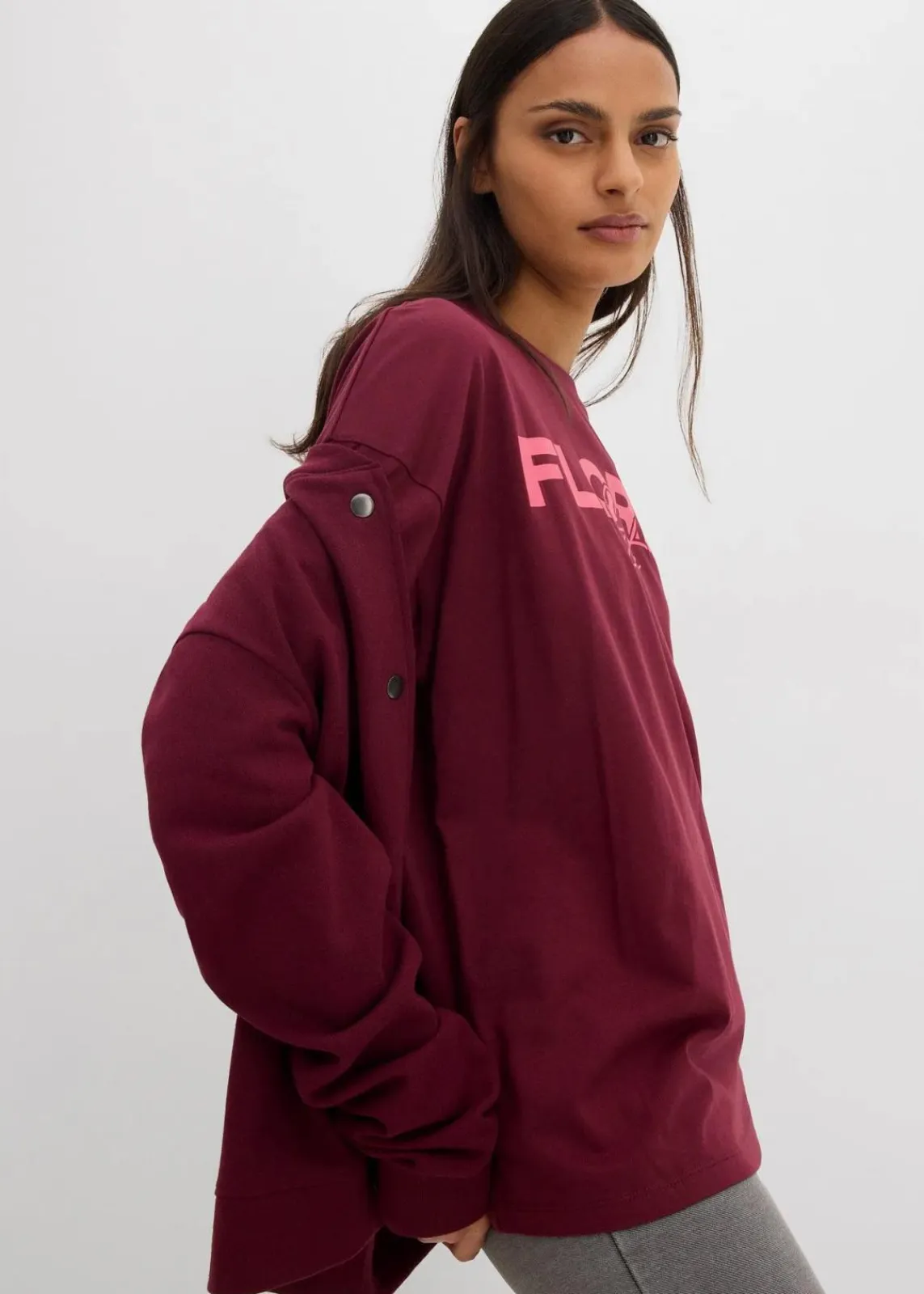 bonprix Shirts & Tops|Nachhaltigere Materialien^Oversize T-Shirt aus reiner Bio-Baumwolle ahornrot/mediumpink bedruckt