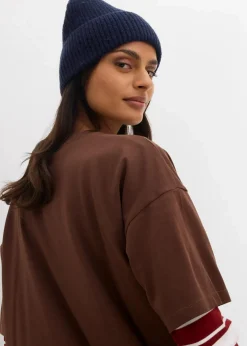 bonprix Nachhaltigere Materialien|Shirts & Tops^Oversize T-Shirt aus reiner Bio-Baumwolle braun/himmelblau bedruckt