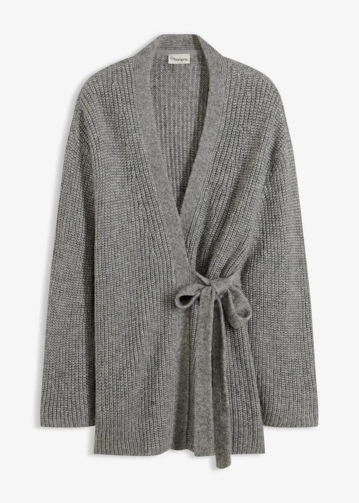 bonprix Bekleidung·Jeans|Pullover & Strickjacken^Oversize Wickelcardigan grau meliert