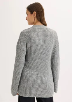 bonprix Bekleidung·Jeans|Pullover & Strickjacken^Oversize Wickelcardigan grau meliert