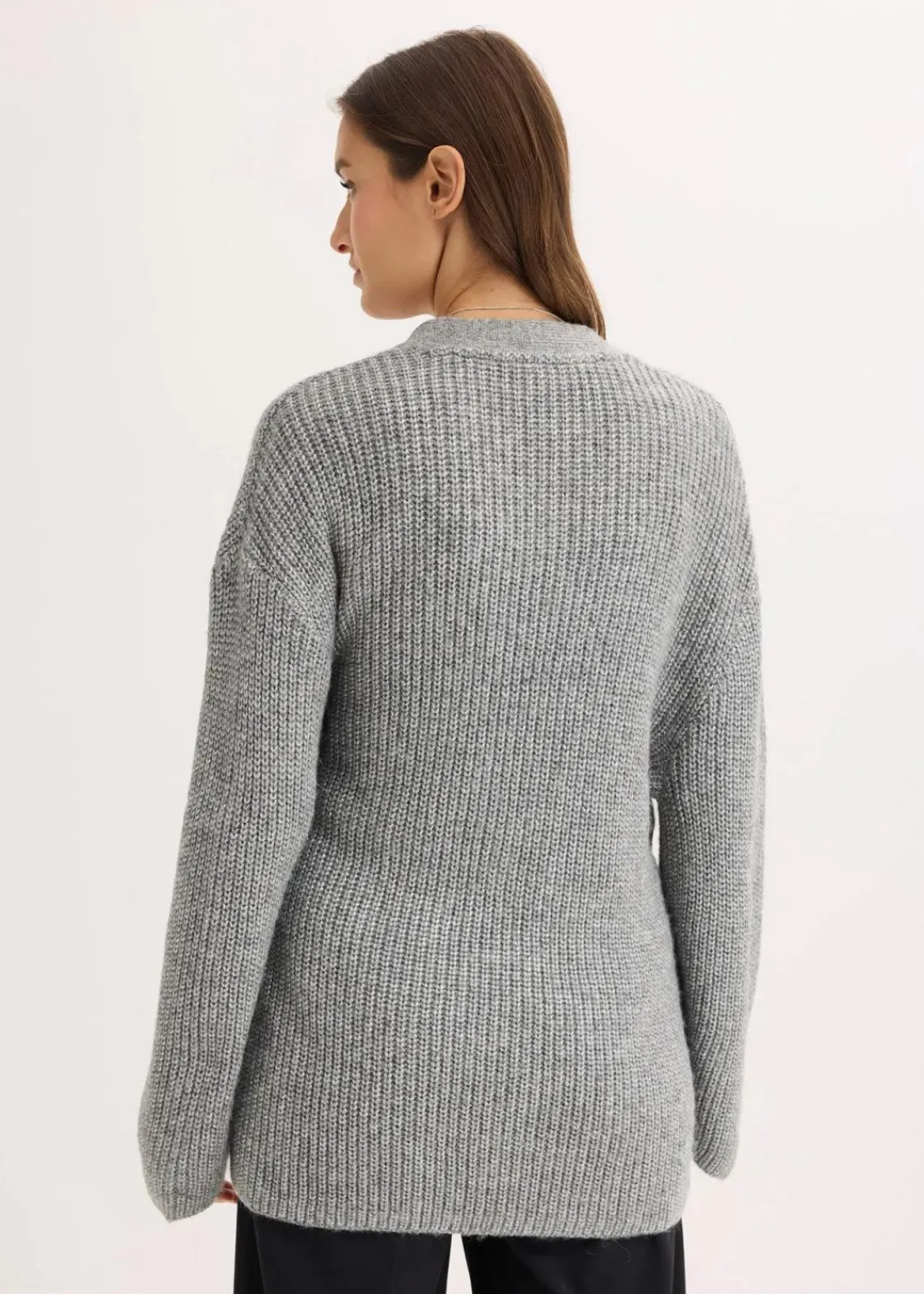 bonprix Bekleidung·Jeans|Pullover & Strickjacken^Oversize Wickelcardigan grau meliert