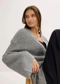 bonprix Bekleidung·Jeans|Pullover & Strickjacken^Oversize Wickelcardigan grau meliert