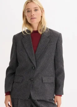 bonprix Bekleidung·Basics|Blazer^Oversize-Blazer aus feinem Viskose-Mix grau meliert meliert