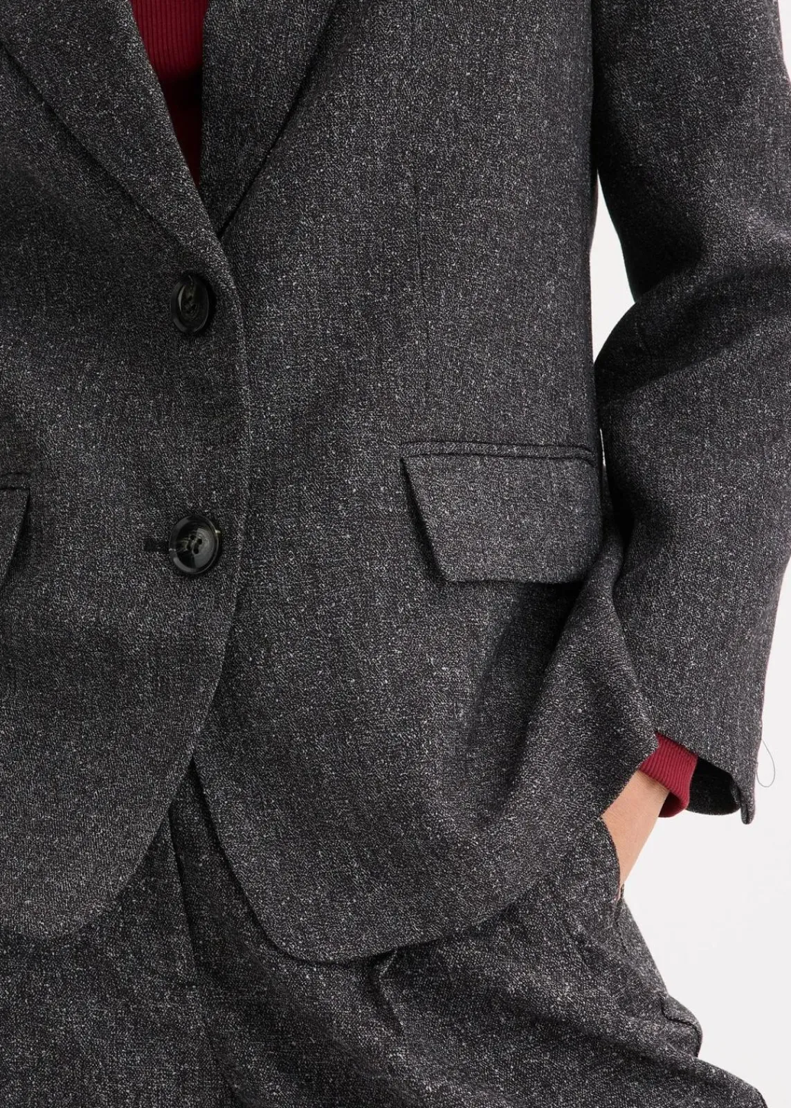 bonprix Bekleidung·Basics|Blazer^Oversize-Blazer aus feinem Viskose-Mix grau meliert meliert
