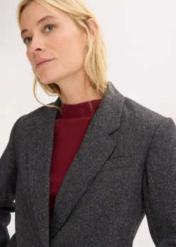 bonprix Bekleidung·Basics|Blazer^Oversize-Blazer aus feinem Viskose-Mix grau meliert meliert