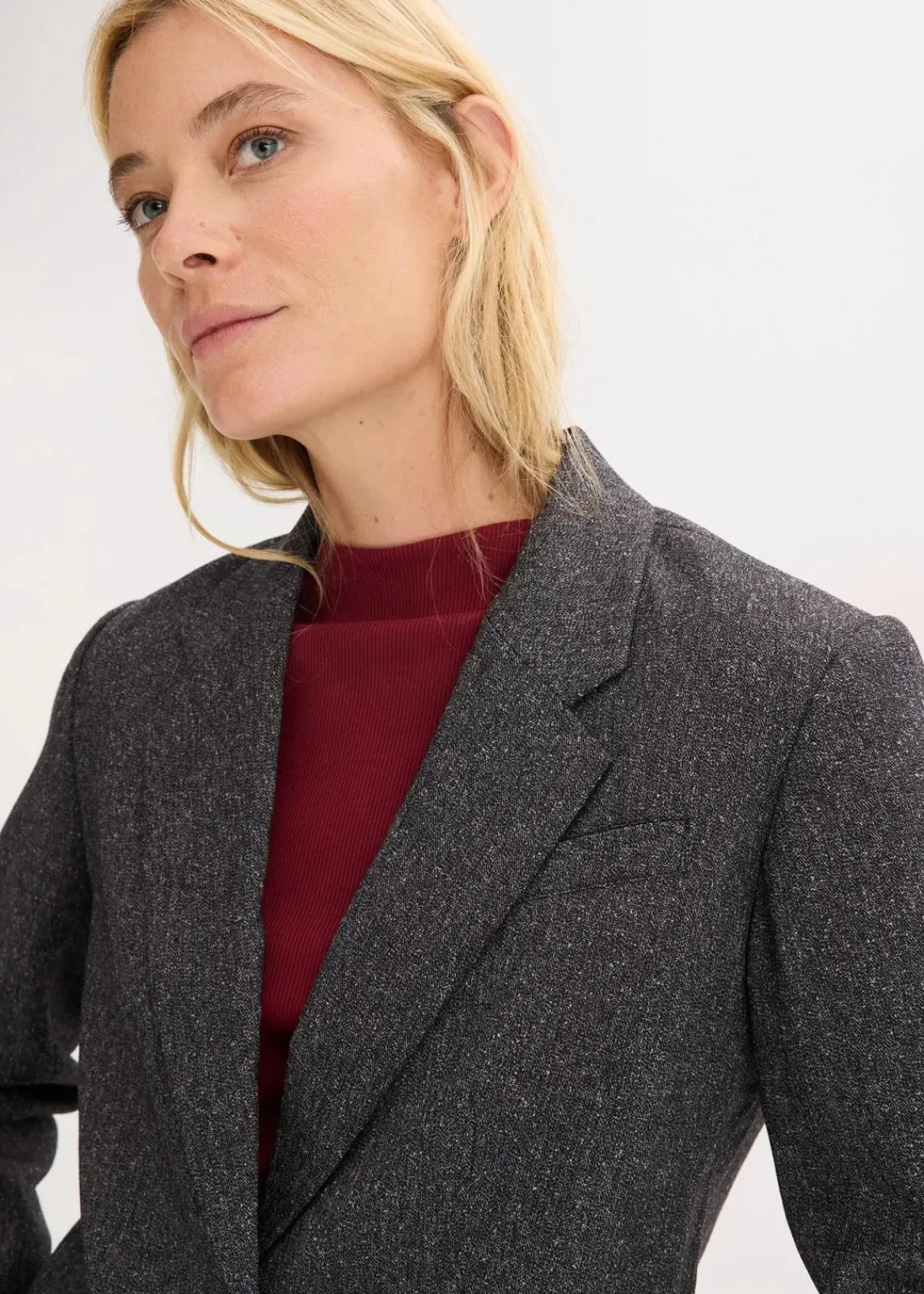 bonprix Bekleidung·Basics|Blazer^Oversize-Blazer aus feinem Viskose-Mix grau meliert meliert